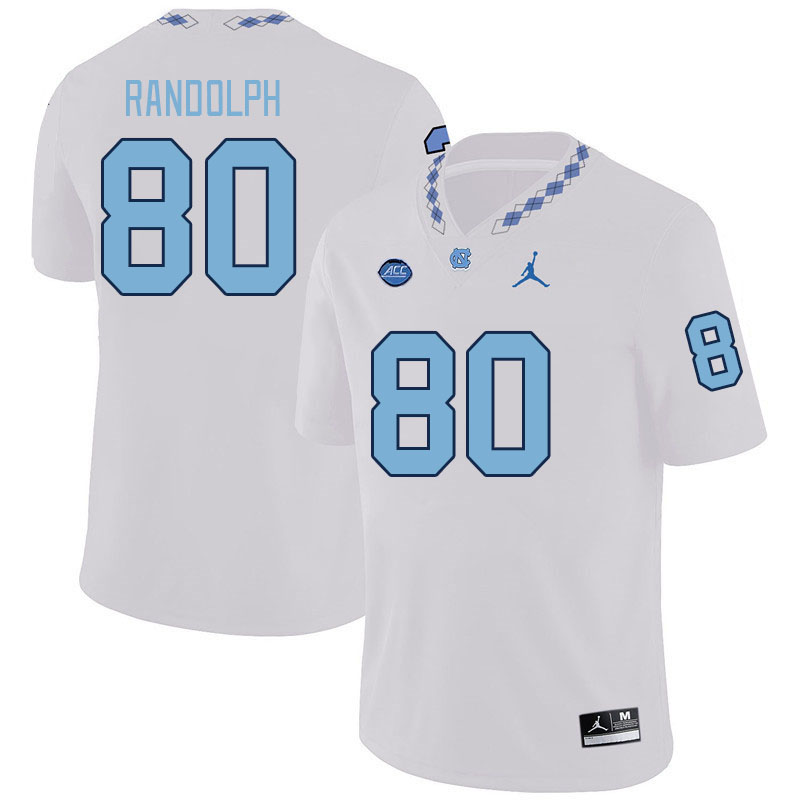 Men #80 Julien Randolph North Carolina Tar Heels College Football Jerseys Stitched Sale-White